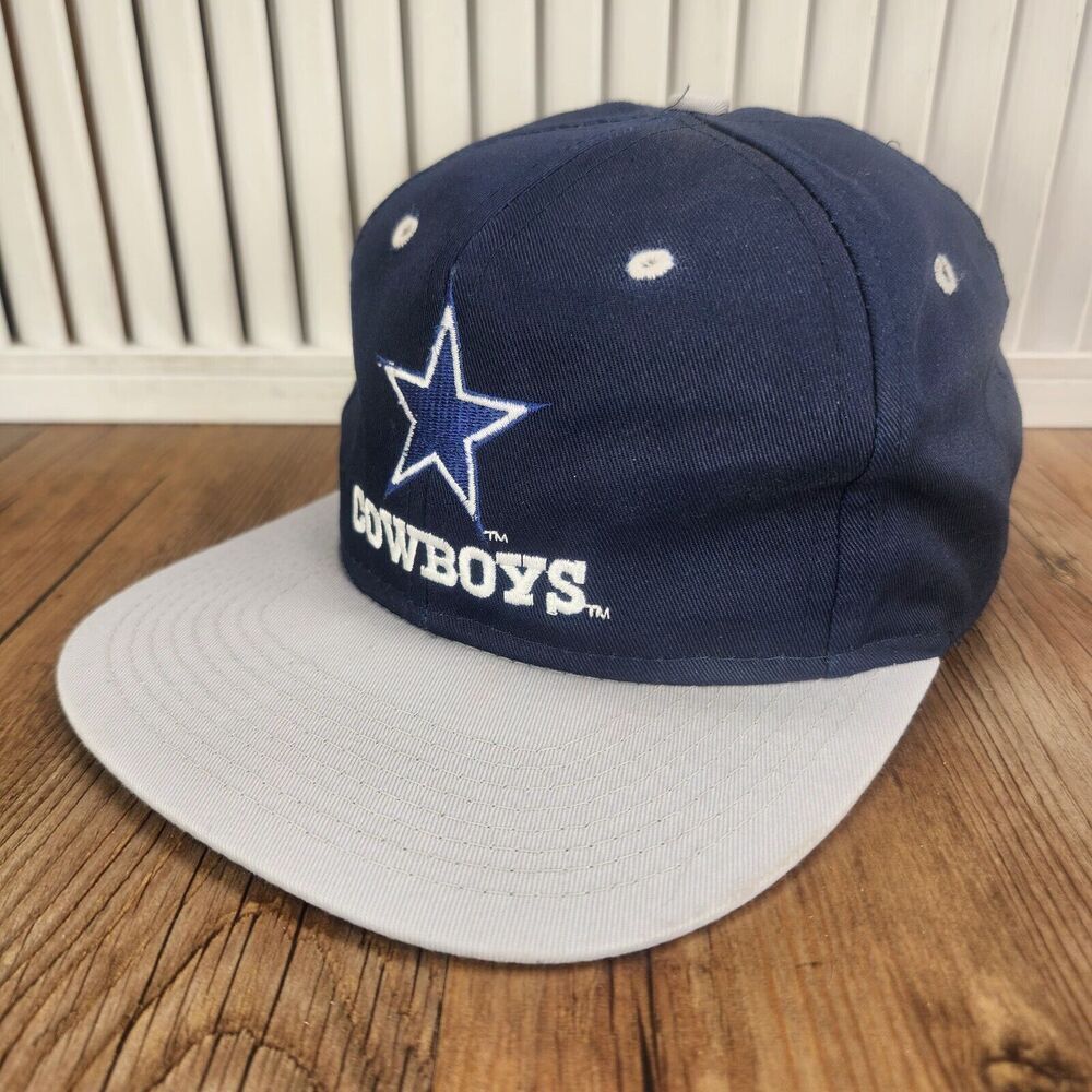 VTG 90s Dallas Cowboys Logo 7 Competitor Snapback Hat Cap Blue Gray NFL Football